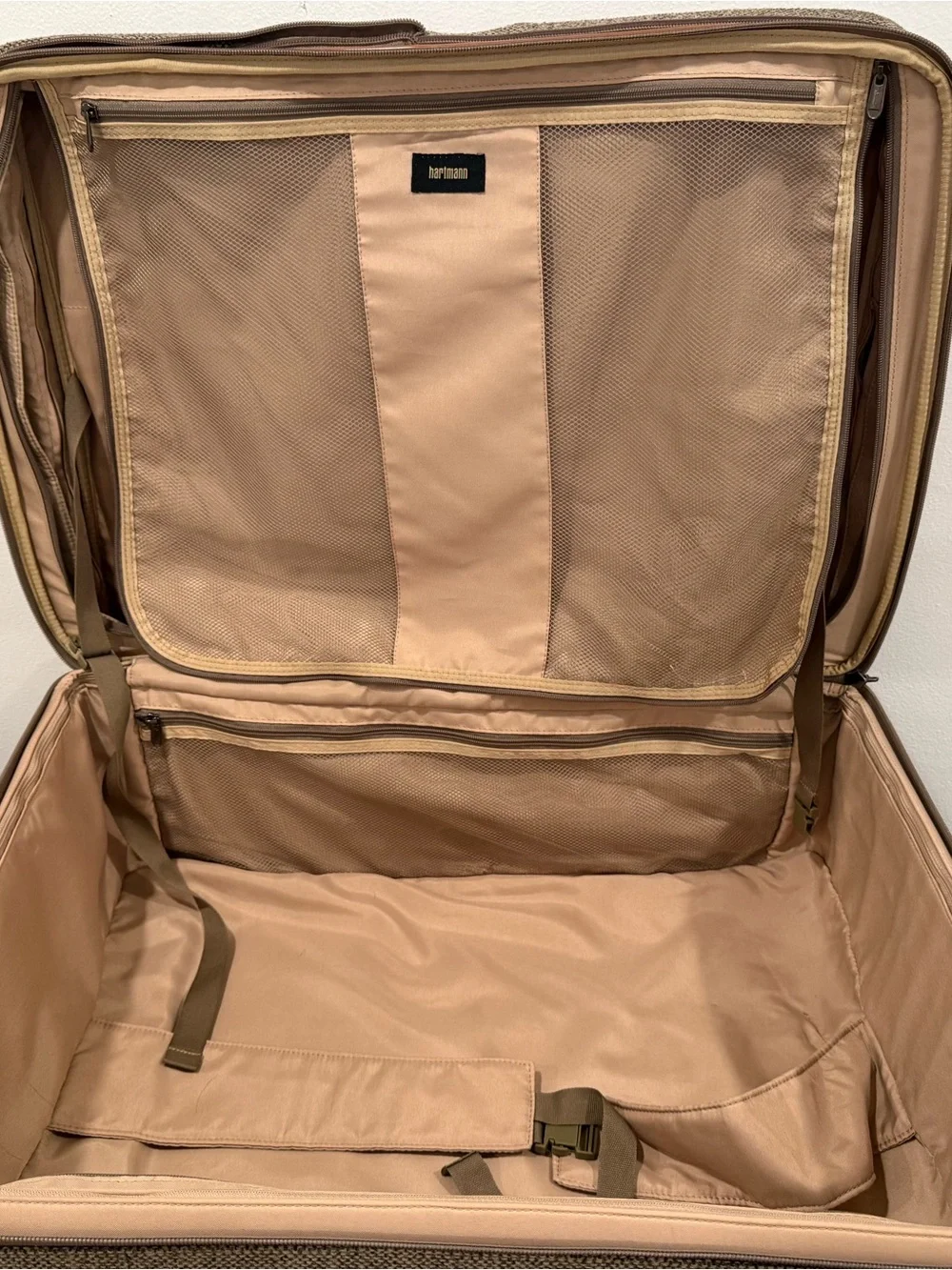 Men's Carry-On Rolling Suitcase in Tweed Gray with Tan Accents